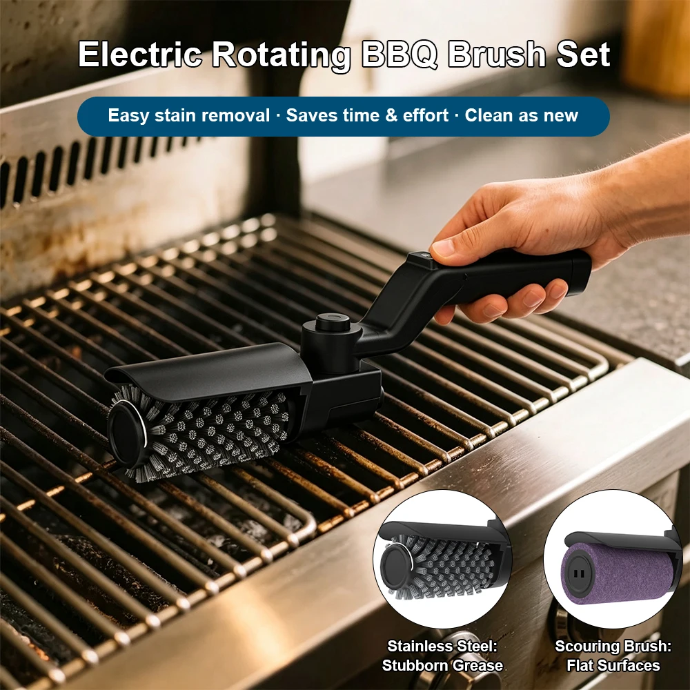 Electric Rotary Grill Cleaner Brush Multifunctional BBQ Cleaning Tool 3 Adjustable Speed 4000mAh For All Types Barbecue Grills