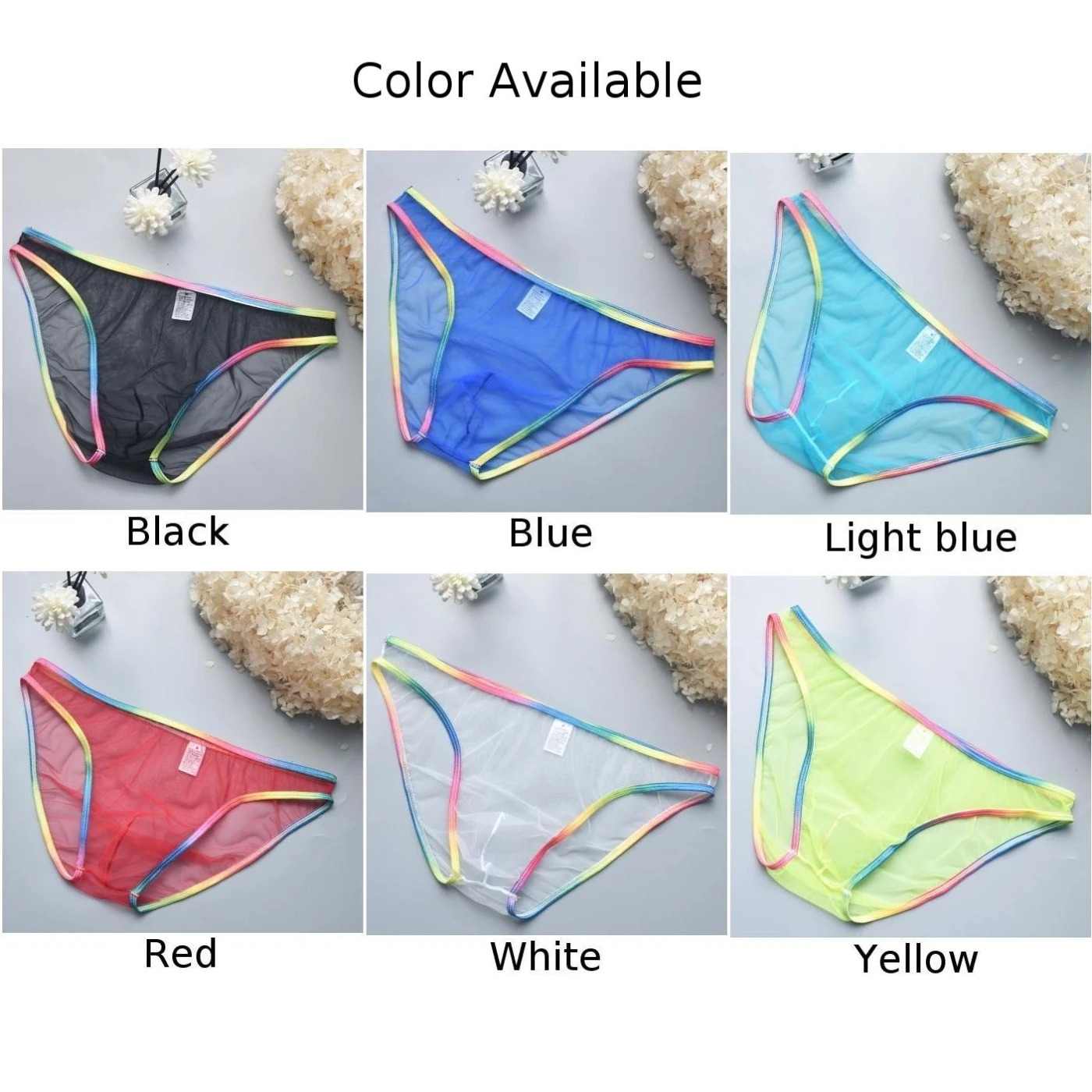 أزياء الرجال منخفضة الخصر رقيقة ملخصات بقماش شفاف U-محدب الحقيبة السروال تنفس سراويل مثير رجل الملابس الداخلية #4