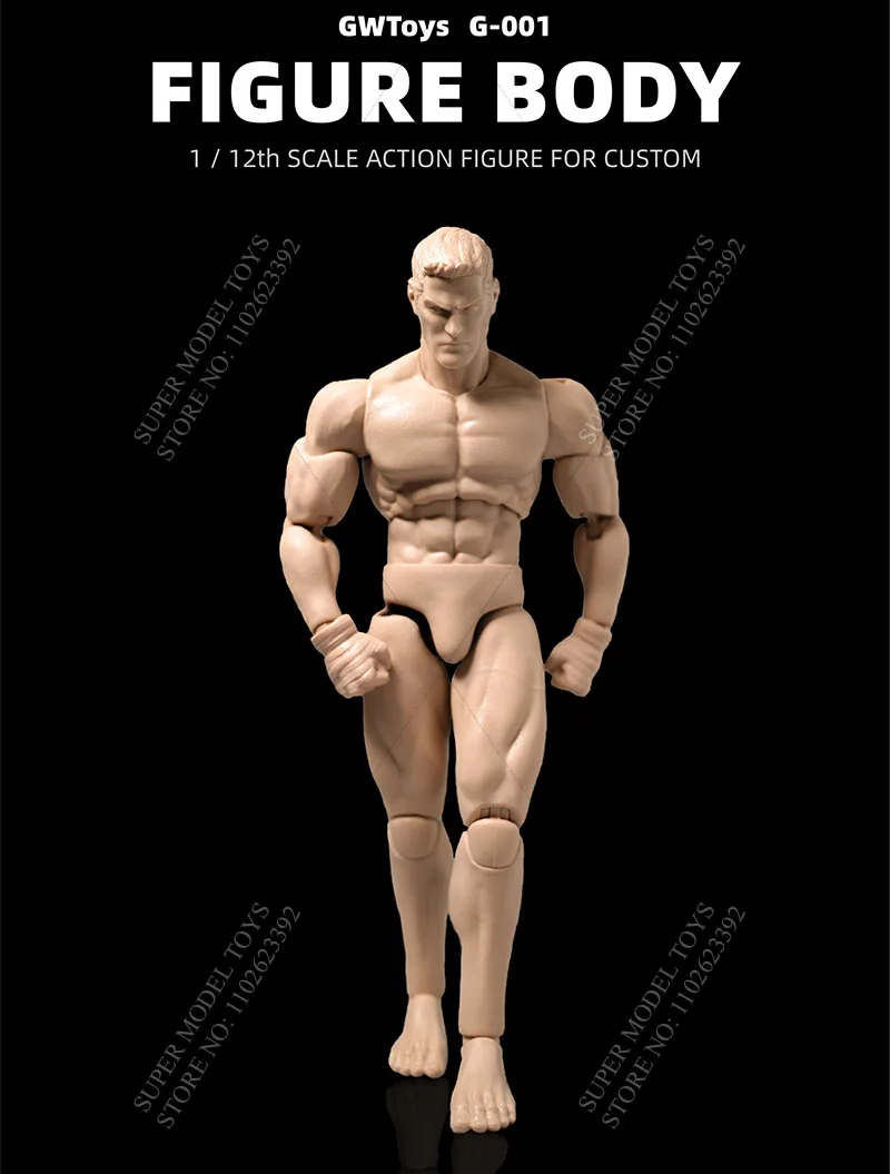 In Stock GWToys G-001 1/12 Scale Male Super Flexible Joint Body With Head 6-inch Soldier Muscale Strong Action Figure Doll