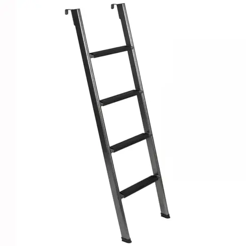 Anti-Slip RV Bunk Ladder, 67in Integrated Heavy Duty Steel, Black | Camper Bunk Bed Ladder with Anti-Slip Rubber Foot