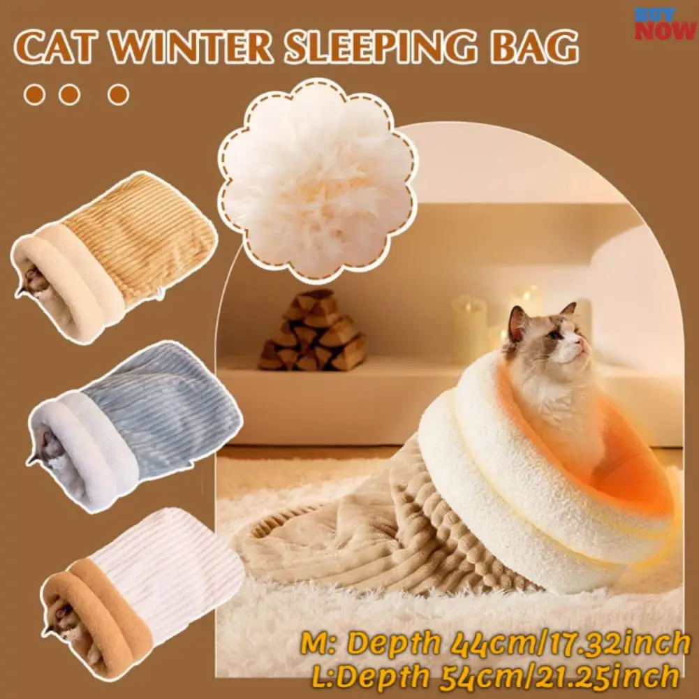 For Winter Warm Cat Sleeping Bag Soft Plush Cat Bed Comfortable Pet Bed For Cats Small Dogs Kitten Tunnel Nest Cat Accessories