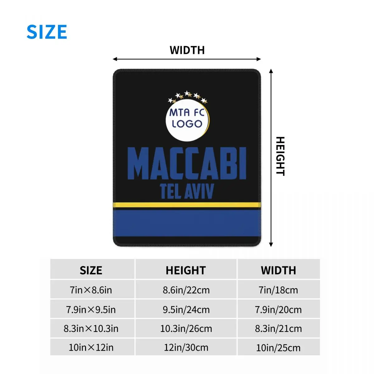 Maccabi-alfombrilla de ratón con Base de goma antideslizante, alfombrilla impermeable para ordenador portátil, Gaming