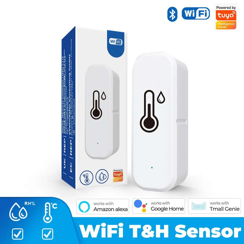 

Tuya WiFi Smart Temperature and Humidity Sensor APP Remote Monitor Indoor Thermometer Hygrometer Work with Alexa Google Home