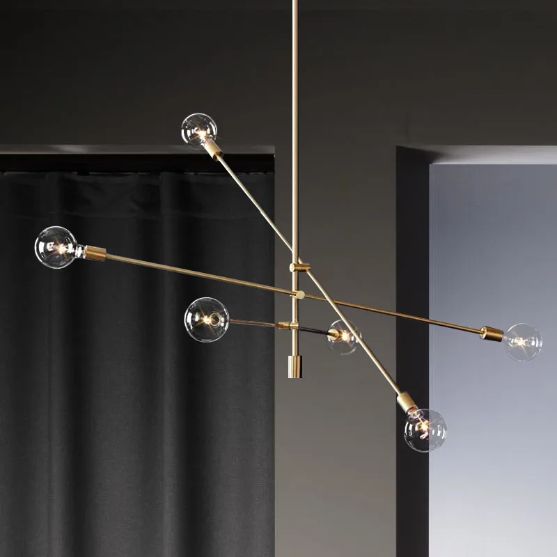 

Black Gold sputnik chandelier For Kitchen Bar Dining room suspension luminaire industrial Retro Loft decor spider chandeliers
