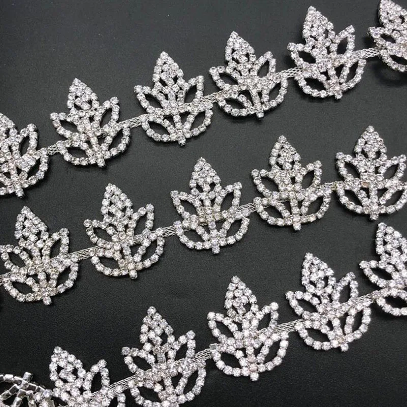 

10Yards Rhinestone Trim For Crafts Clothes Bridal Belt Wedding Sash Exquisite Wedding Embellishments Christmas Decorations