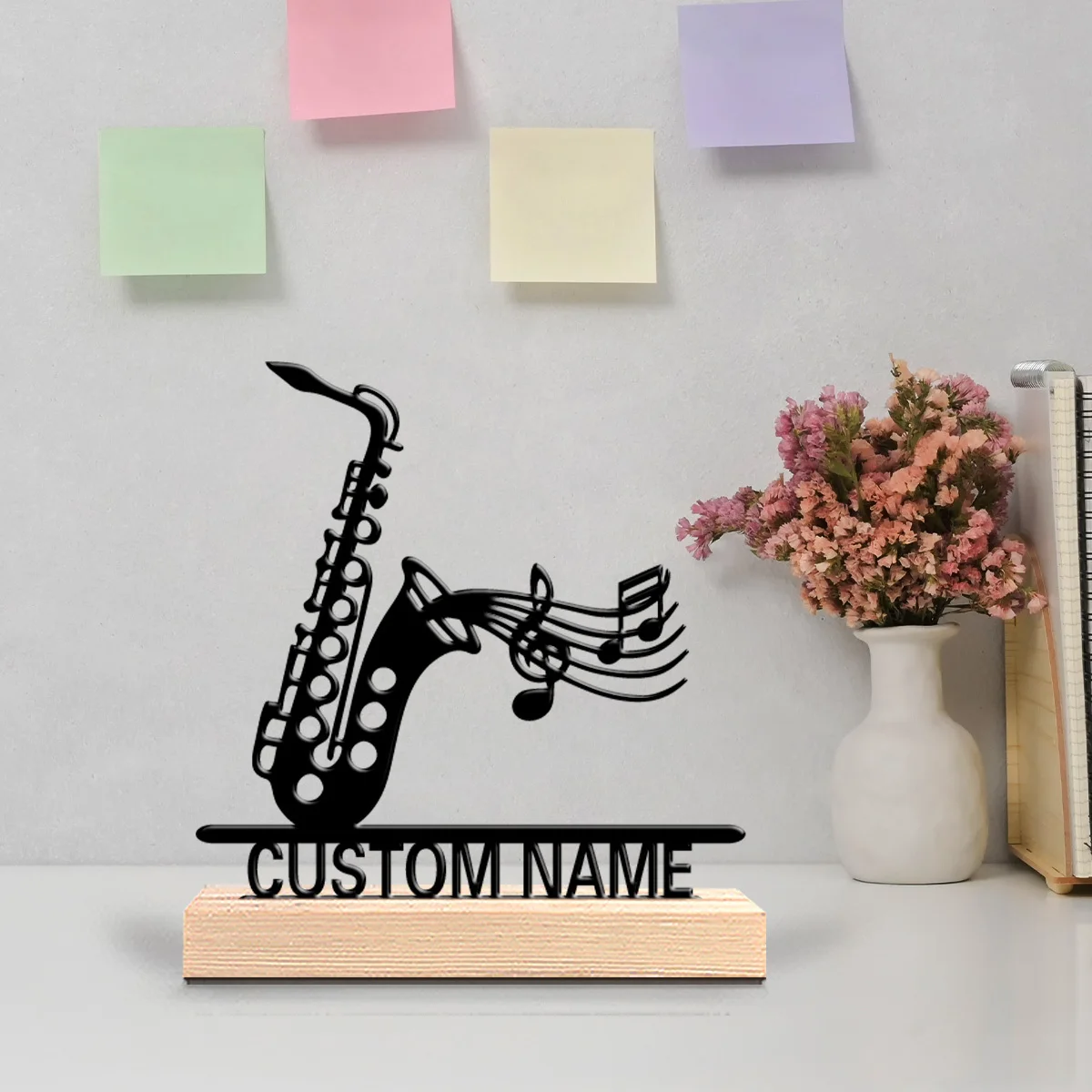 A Personalized Metal Custom Name Saxophone Desk Keepsake Ornament for Home, Rustic Decorations, Desktop Ornaments
