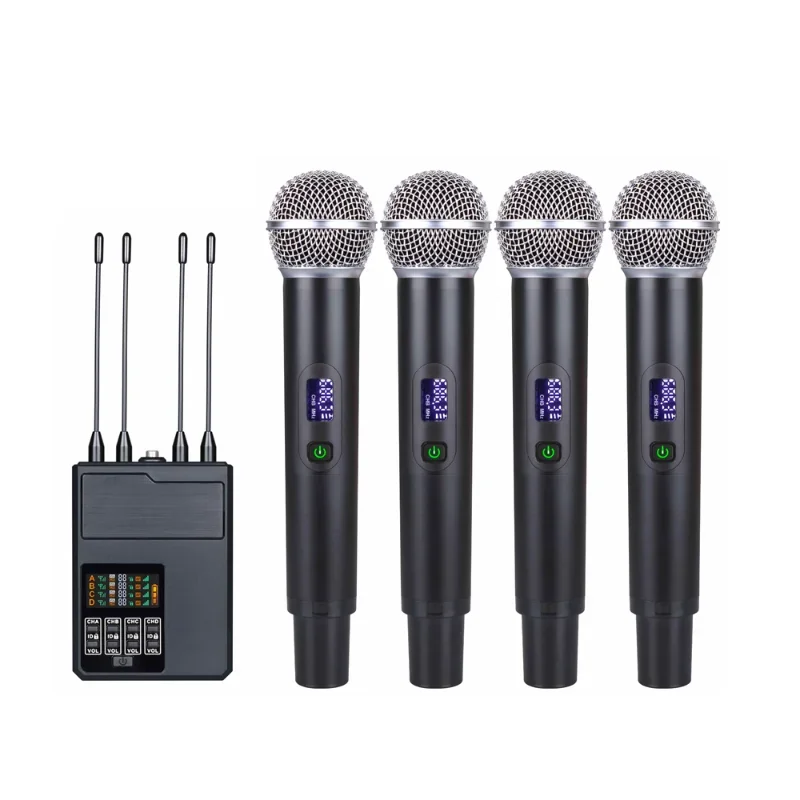 YYHC karaoke use four portable recharging wireless microphone