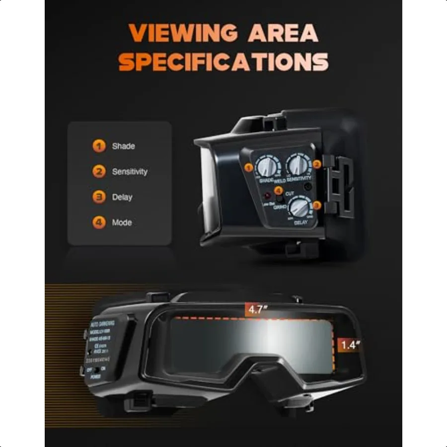 CREWORKS автоматически затемняющие сварочные очки, защитные очки для мужчин с широким оттенком 4, 59 913, защитная маска для глаз, шлем для шлифования