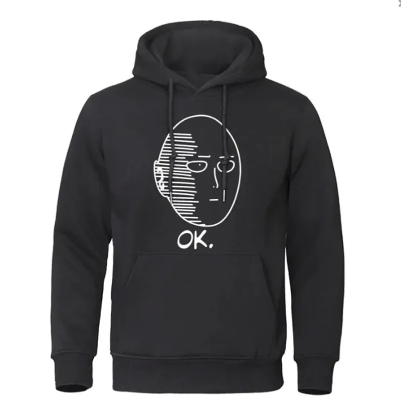 OK Anime Harajuku One Punch Man Autumn Male Harajuku Loose Hoodies Sweatshirts Hip Hop Fitness Clothes Warm Hoodie