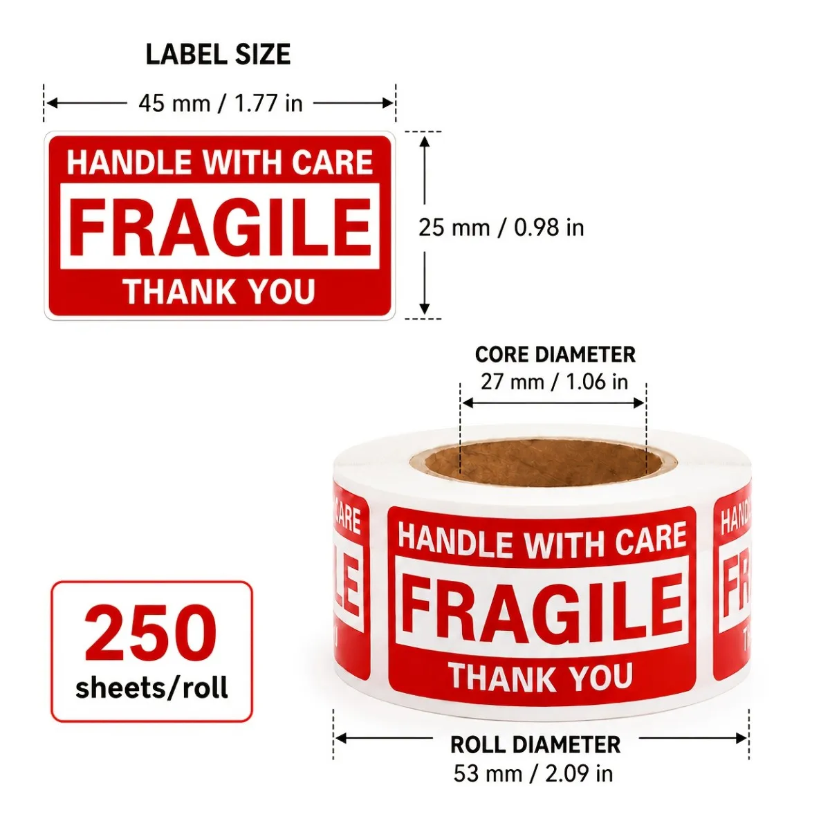 Fragile stickers, warning packaging labels, suitable for mailing, moving, warehousing, and small business packaging view 2