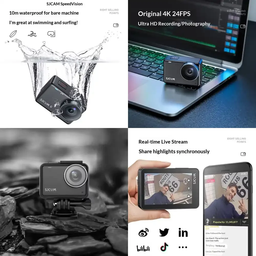SJCAM SJ10X Touch Screen 2.33 Inch Underwater 4K HD 360° Full View Camera for Outdoor Vlog Aerial Motion