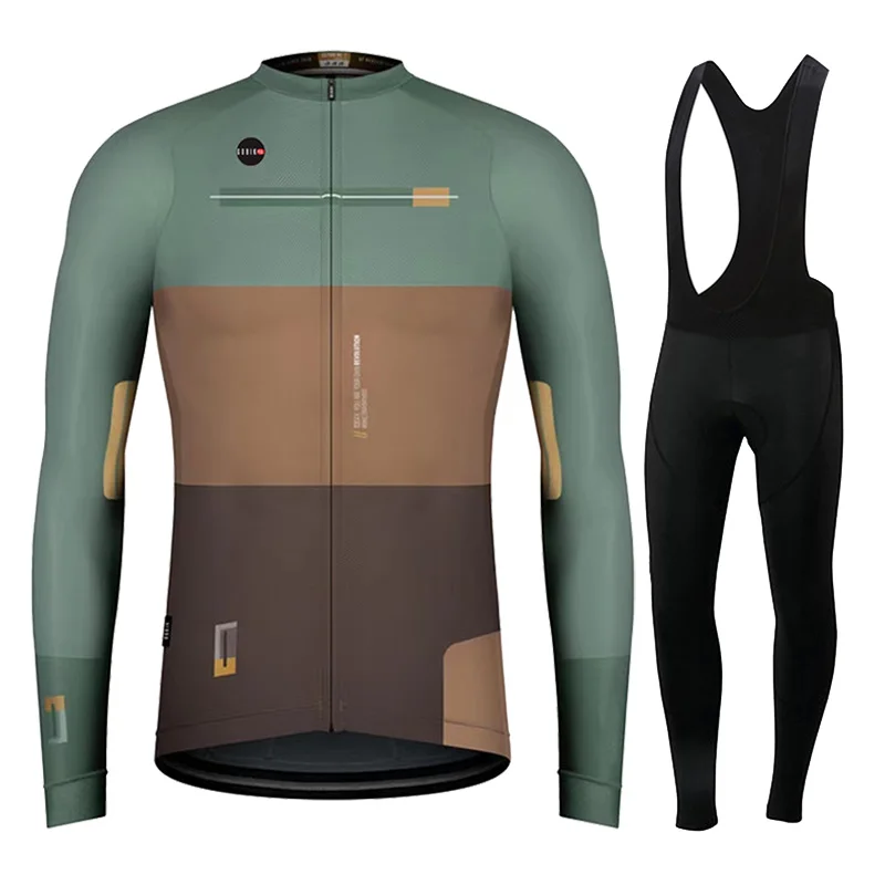 

KBORA Autumn Pro Team-Men's Cycling Clothing Set, Long Sleeve Jersey, Mountain Bike Uniform, Leggings maílllot ciclismo hombre