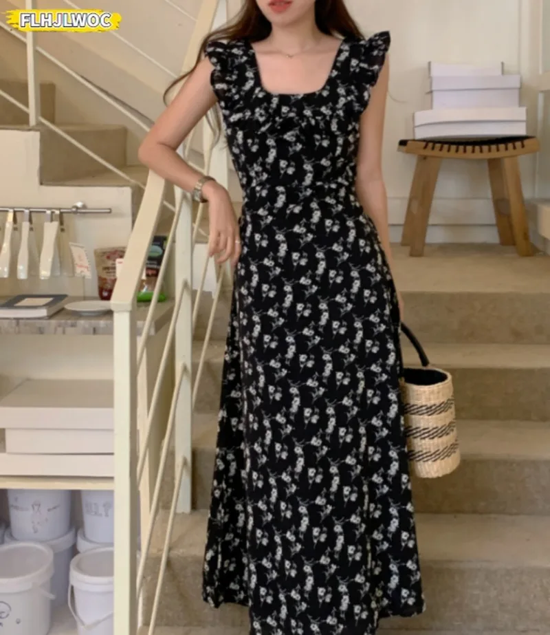 المبيعات الساخنة عطلة شهر العسل الحلو 2025 المرأة مضيئة كم اليابان الفتيات لطيف الأزهار الرجعية خمر تاريخ الكشكشة فستان طويل ماكسي