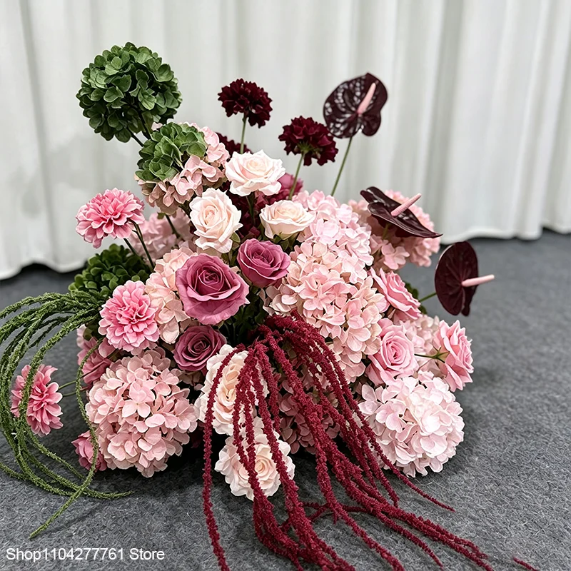 Luxuriöse Hochzeitsdekoration Künstliche Rose Hortensie Anthurium Tischdekoration Blumenball Event-Party Dekorationsstück 30/40/50/60/70CM – Detail 6