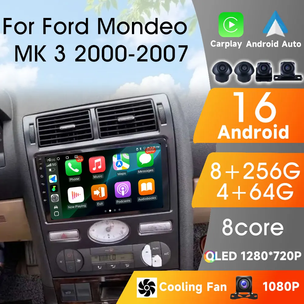 

Android 16 Car Radio Ford Mondeo MK3 2000 2001 2002 2003 2004-2007 Carplay 2Din Android Android Auto Wireless Car Video Stereo