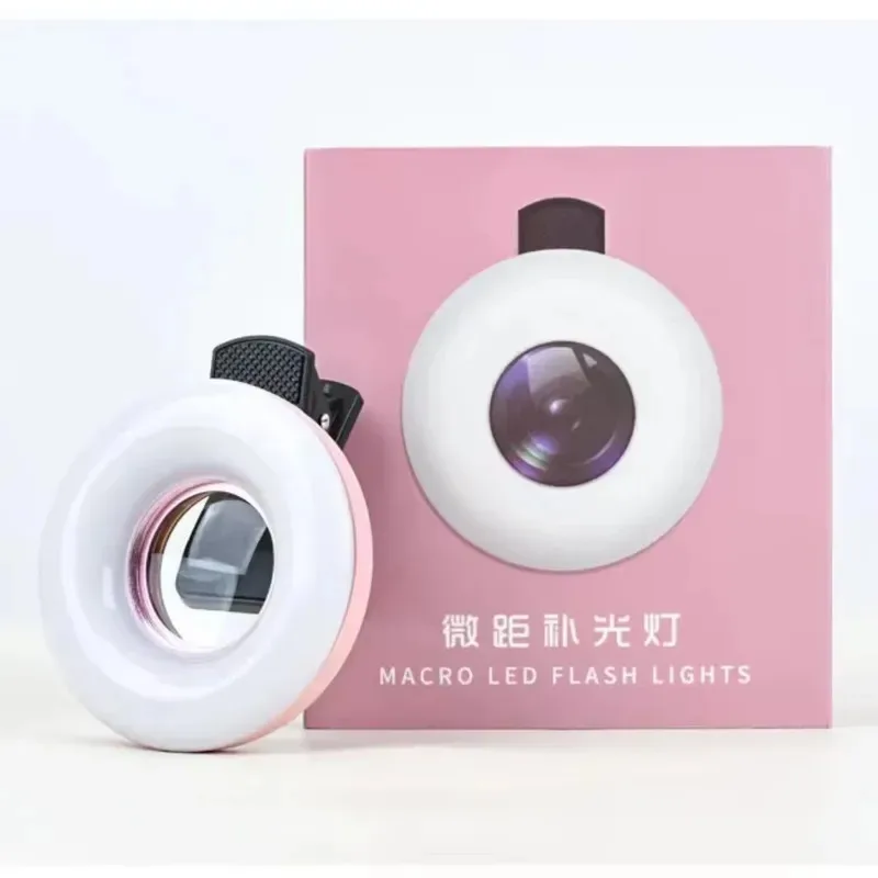 

Portable 15X Phone Macro Lens Fill Ring Light High Definition Eyelash Glass Magnifier for Capturing Jewelry Embroidery Eyebrow