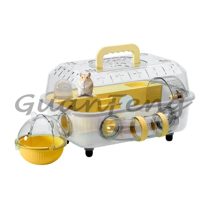 Hamster cage 2 level removable with tunnel and silent wheel hamster habitat
