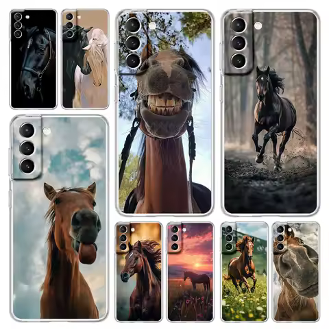 Horse Animal Phone Case For Samsung Galaxy S25 S24 Plus S23 FE S22 S21 S20 Ultra 5G S10 S10E Soft Clear Cover
