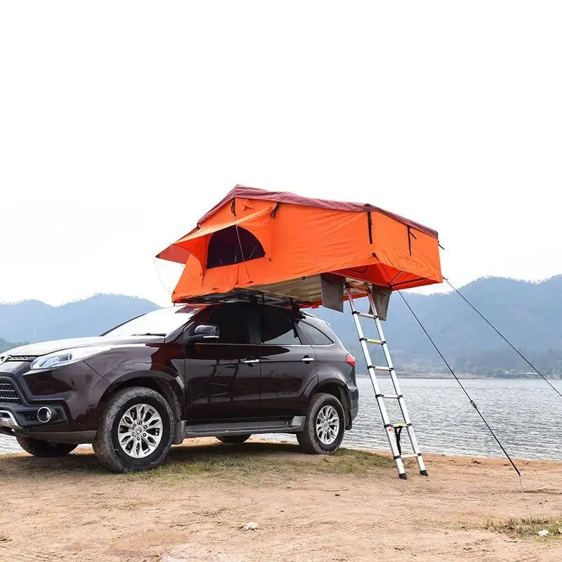 Customized Orange Color Car Tent Camping Soft Roof Top SUV Pickup MPV Rooftop Waterproof Fabric 3.1M Large Space