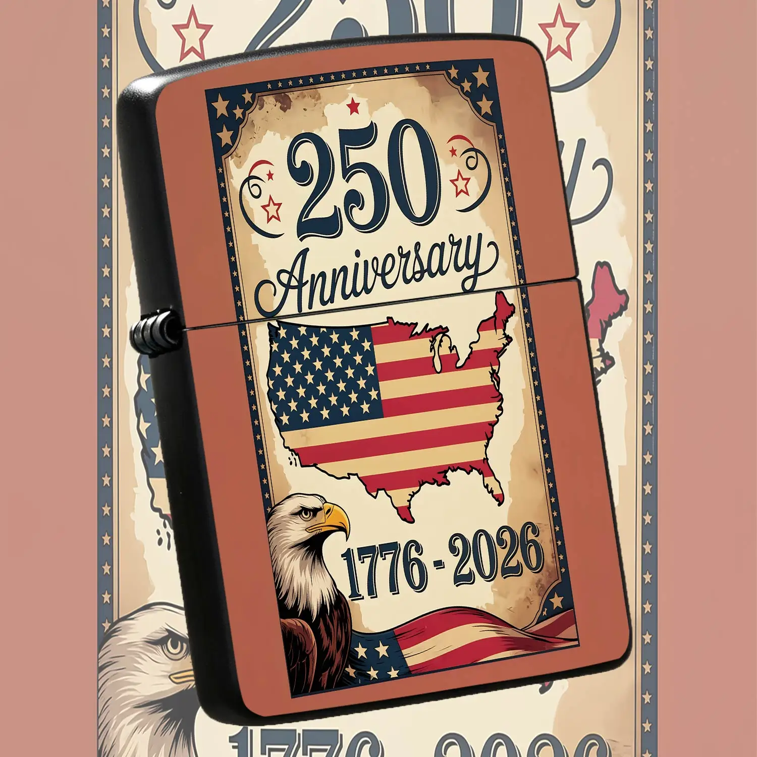 Vintage American 25Th Anniversary Lighter 1776-2026 Independence Themed Decorative Patriotic Collectible Gift Portable Practical Item For Daily Use Multiple Scenarios A Humorous And Interesting Lighter