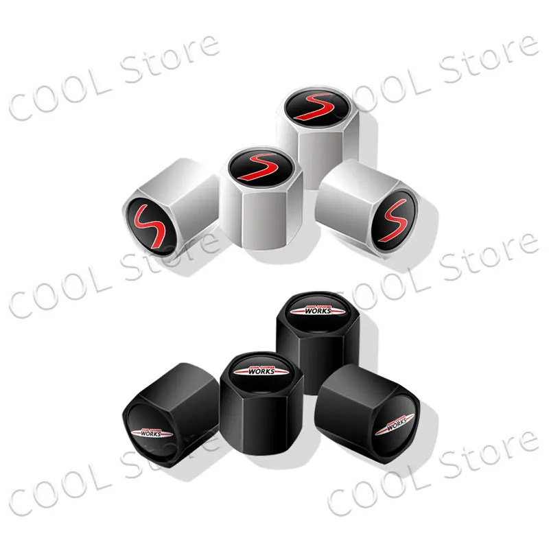 4Pcs Car Styling John Cooper Works Emblem Auto Wheel Tire Air Valve Caps Dust Cover For Mini Cooper S Logo R52 R53 R58 F55 F56