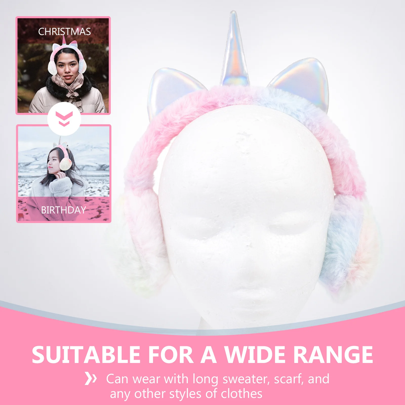 1 قطعة يفشل الترتر سباركلي يونيكورن تصميم غطاء للأذنين الدافئة للنساء الشتاء غطاء للأذن جميل الأذن دفئا هدية عيد #5