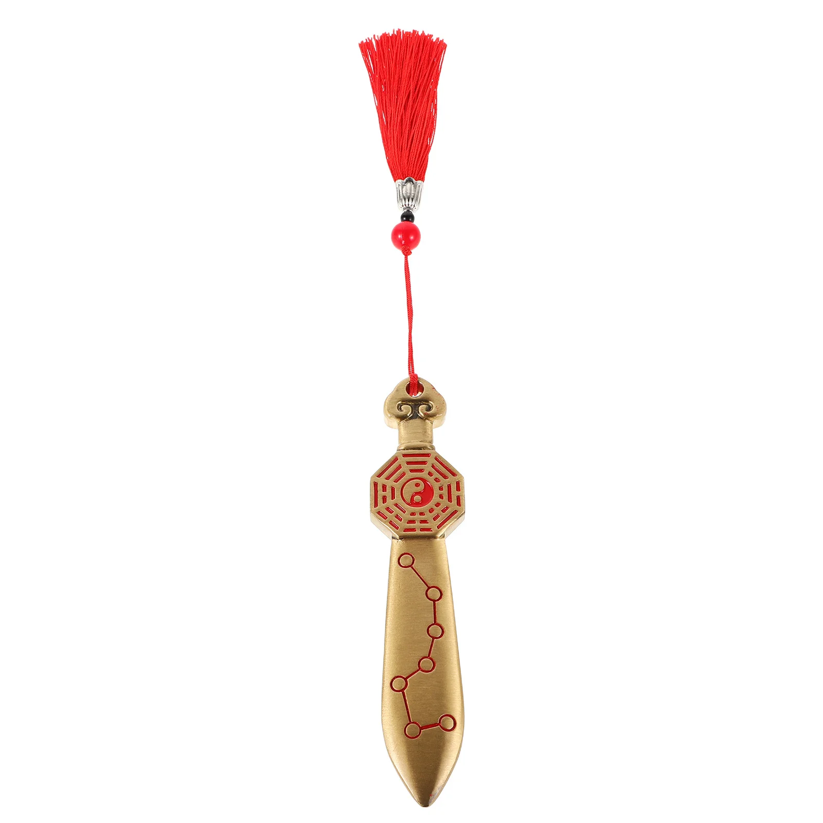 

Brass Chinese Sword Ornament with Tassel Desktop Decor for Home Office Peace Protection Charm Decorative