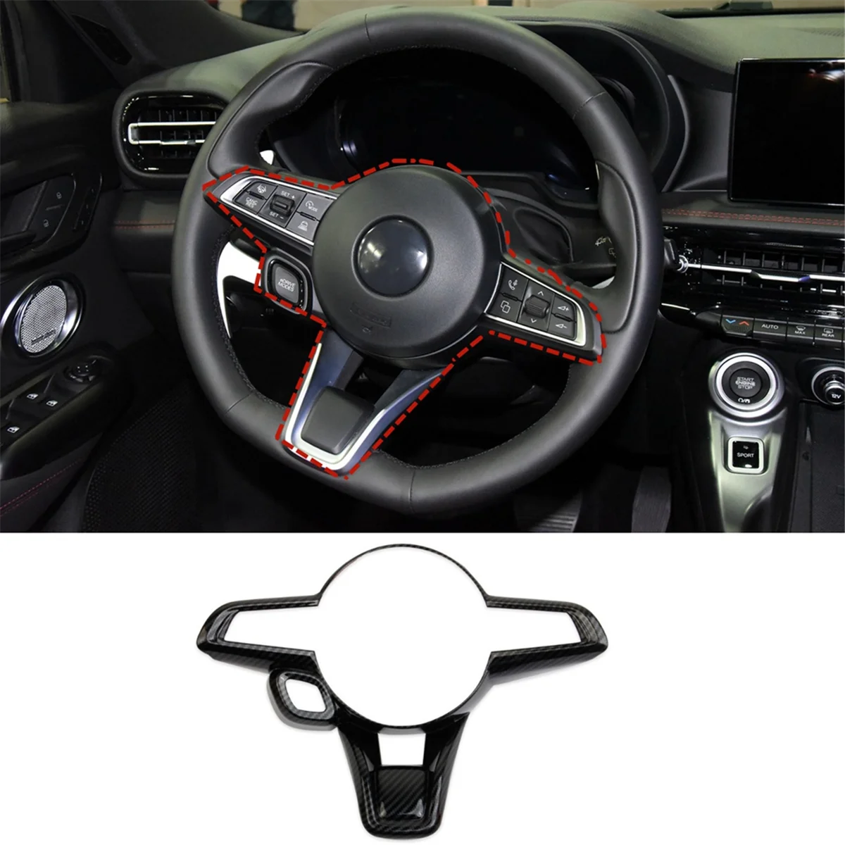 For Dodge Hornet 2023 2024 Car Steering Wheel Trim Decoration Cover Interior Accessories ,ABS Carbon Fiber