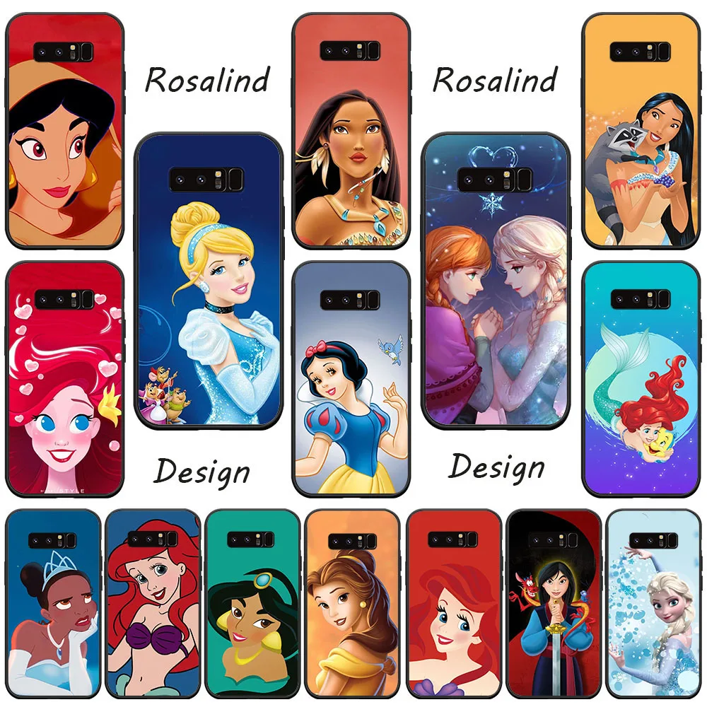 Черный чехол «Принцесса Диснея» KK-25 для Samsung Note 8 9 J2 J4 J5 J6 J7 J8 Core Prime Plus