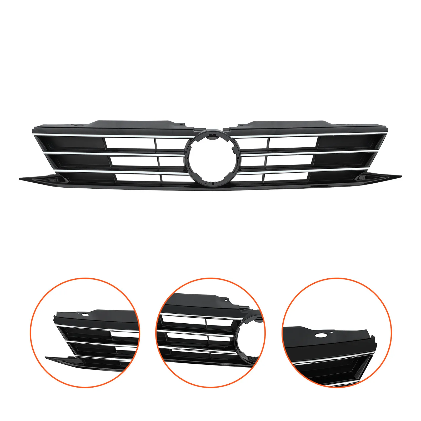 Fit 2015-2018 Volkswagen VW Jetta Front Upper Chrome Grille Grill 5C6853651AJZLL