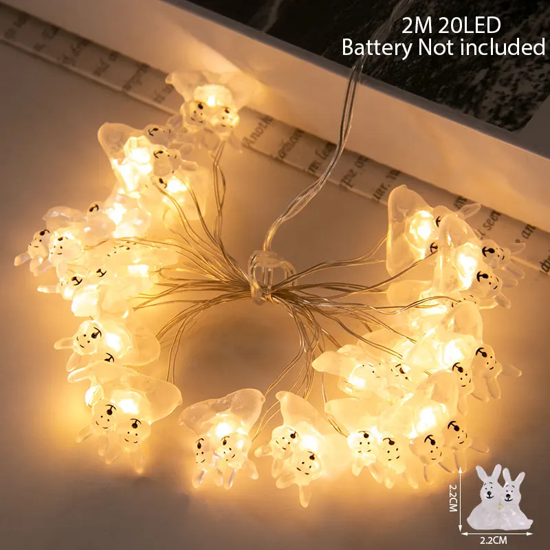 2m Easter String Lights Rabbit Carrot Easter Egg shape LED Fairy Light Garland Happy Easter Party Home Decoration 2025 Kids Gift