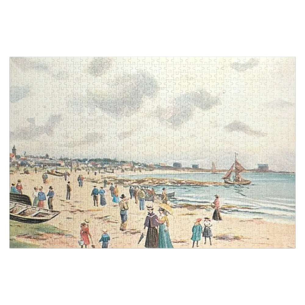 

Vintage Illustration of the beach, Elie, Fife Jigsaw Puzzle Novel Toys For Children 2022 Baby Wooden Customizable Gift Puzzle