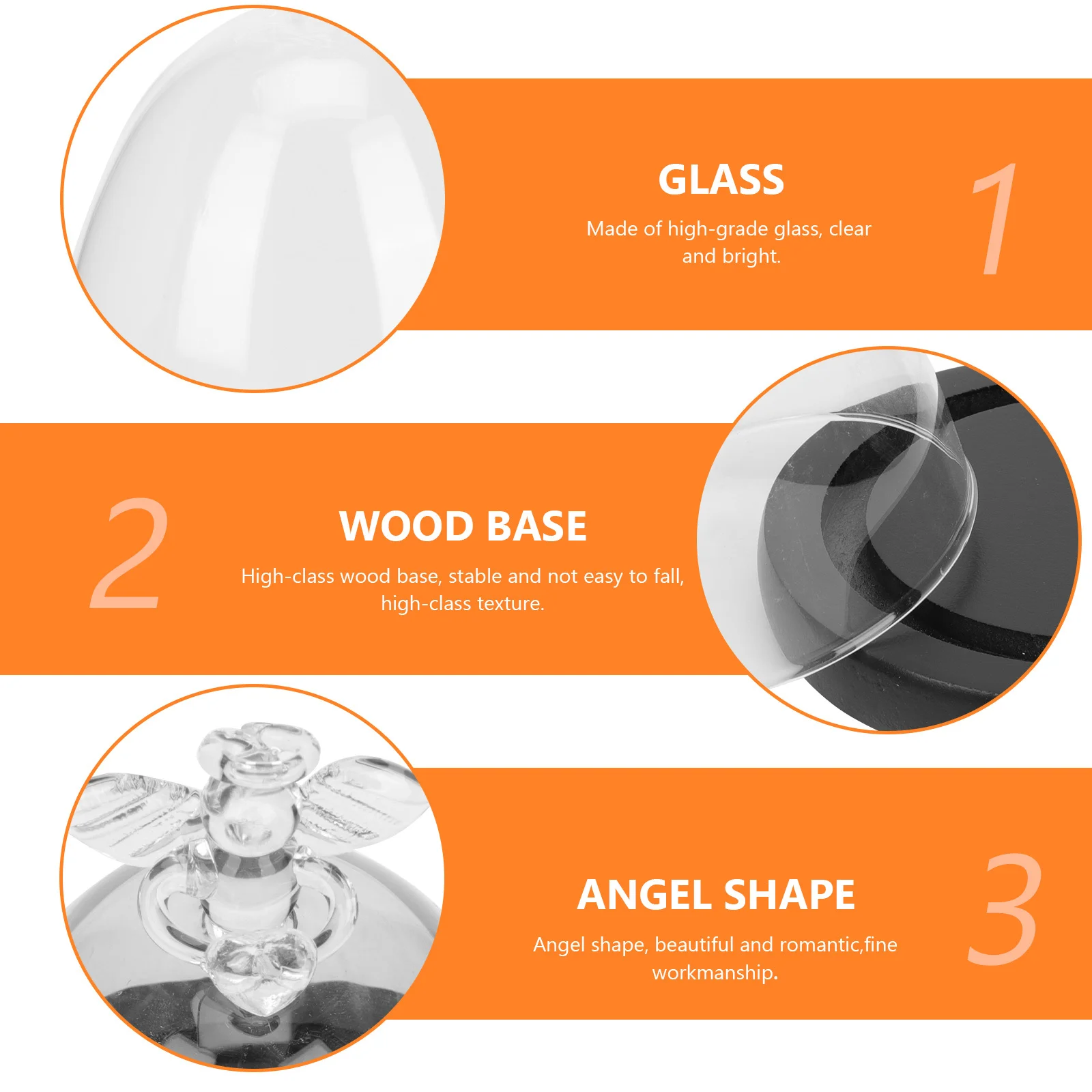 

Transparent Angel Shaped Glass Display Dome Premium Glass Cover for Tabletop Micro Landscape Preserved Flower Decoration