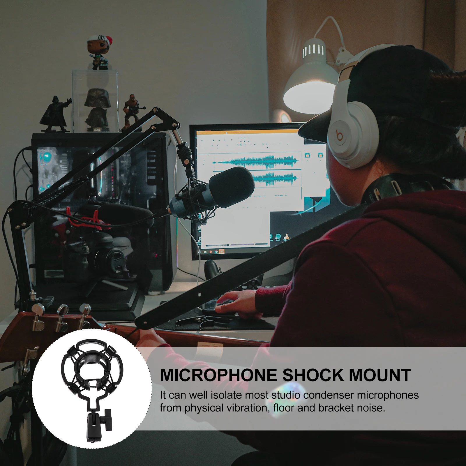 

Plastic Shockmount Universal Microphone Mount Clip Holder for Condenser Mic Anti Vibration Suspension Recording Studio Broadcast