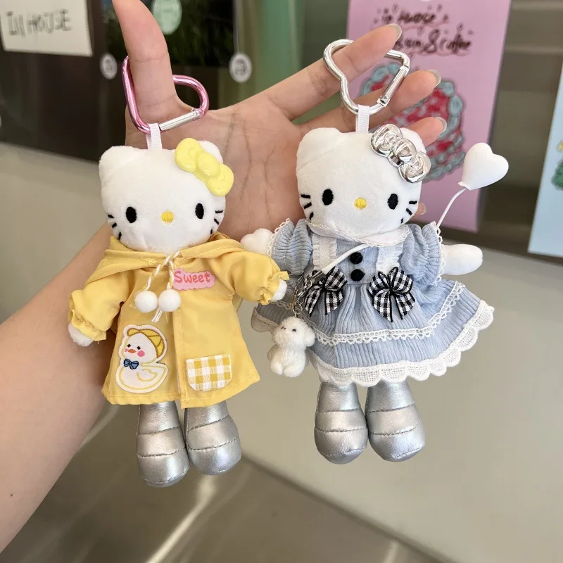 

2025 Hello Kitty Bag Pendant Long-legged KT Cat Blue Long Dress Yellow Raincoat Spring and Summer Hundred for Girl Gift