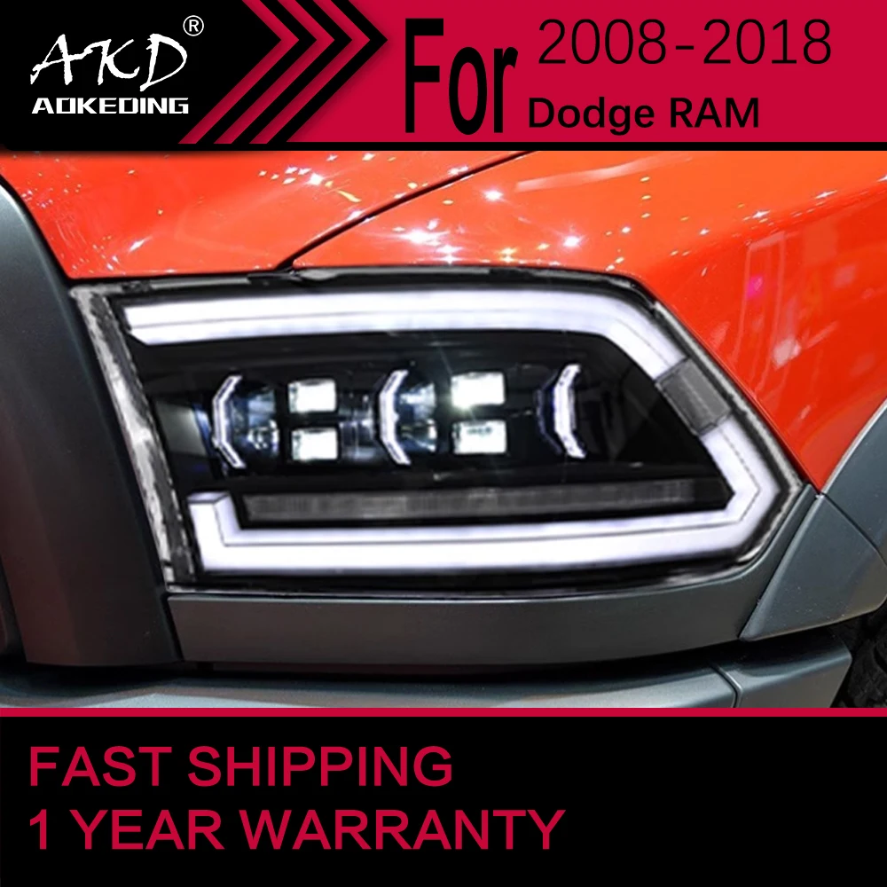 Car Lights for Dodge RAM 1500 2500 3500 LED Headlight 2008-2018 5500 Head Lamp Drl Projector Lens Automotive Accessories