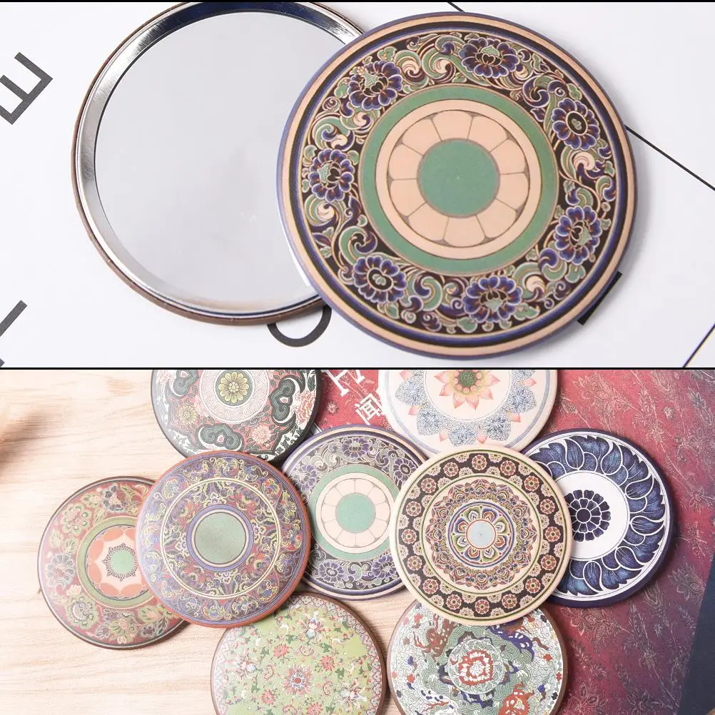 DA45 Style Round Makeup Mirror Cosmetic Mini Vintage Hand Mirror Small Pocket Mirrors Retro Makeup Mirror