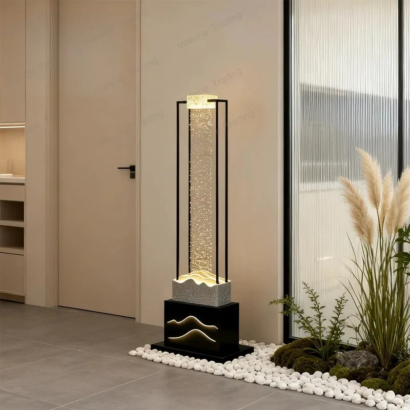 Entrance floor running water light tea room decoration atmosphere light humidification creative floor table lamp