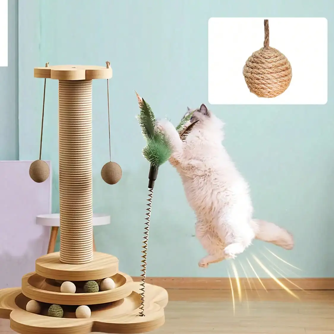 Wooden Multi-Level Cat Activity Tower 7