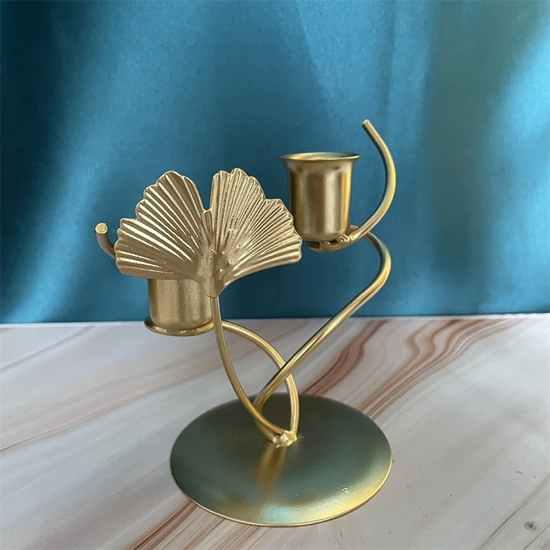 Metal Candle Holder Modern Ginkgo Leaf Tea Light Candlestick Holder Table Decoration for Home Table Centerpiece Party