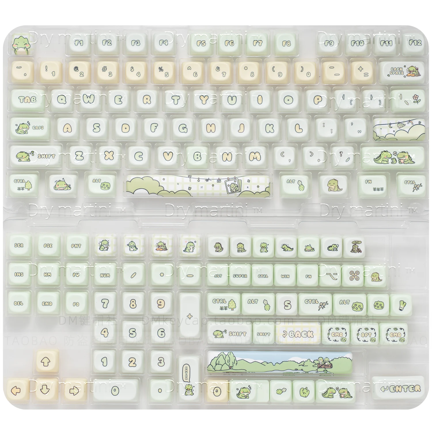 Imagem -06 - Pouco Dinossauro Keycap Bola Redonda Cap Alta Pbt Sublimação de Calor 68 75 84 87 98 108 Etc