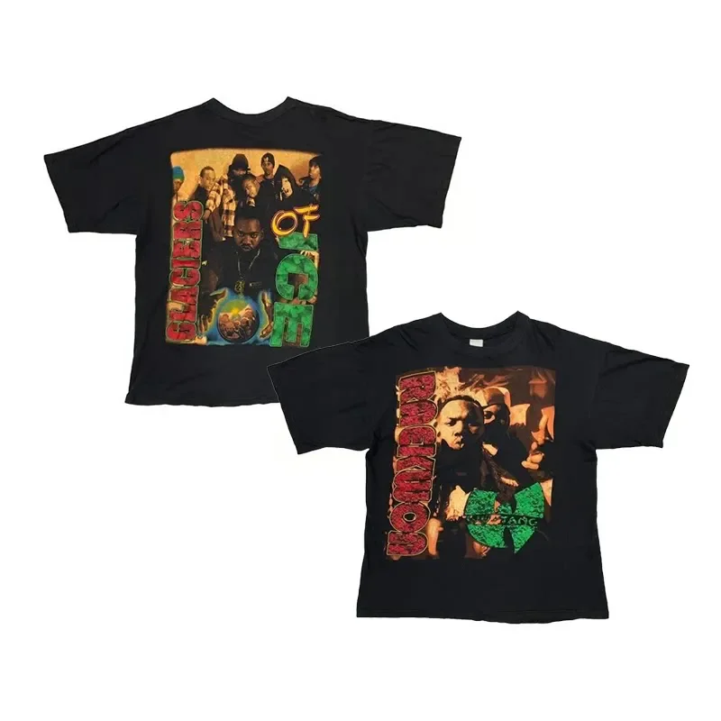 Wu-Tang Clan Retro-Muster bedrucktes amerikanisches Retro-Kurzarm-T-Shirt für Männer und Frauen – Detail 3