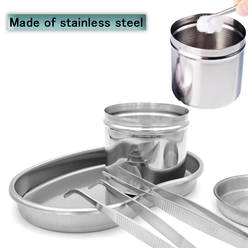 

1Pc Made of Stainless Steel Sterilized Tray Jar Pot Container Bottle Medical Dental Sterilization Tool 6Size