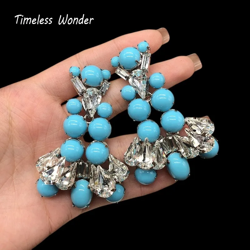 Timeless Wonder Retro Zircon Geo Beaded Necklace for Women Designer Jewelry Goth Runway Trendy Art Deco Vintage Set 4526
