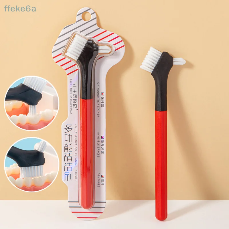 1 Uds cepillo de dientes para dentadura, cepillo de limpieza, cepillo para dentadura de doble cara, soportes invisibles, retenedor de ortodoncia, cepillo de descalcificación