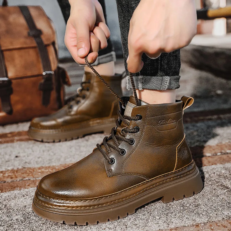 

Luxury men's boots high-quality autumn and winter style Outdoor Fashion Street Daily business or office work High top shoes