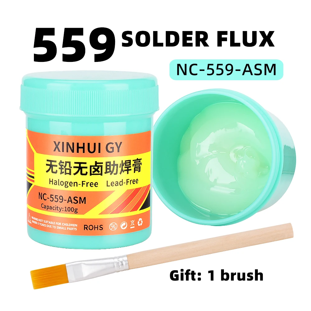 NC-559 lead-free and halogen-free bottle with brush solder paste, no cleaning flux, mobile phone repair BGA soldering oil, rosin