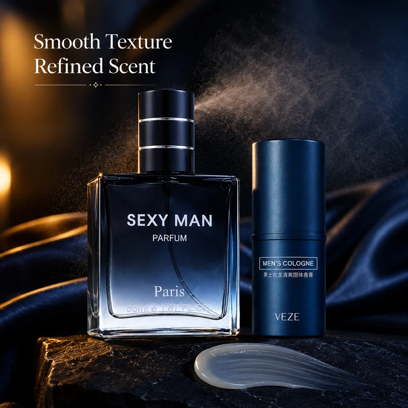 Men’s Perfume Set 2-in-1 Spray & Solid Cologne Long Lasting Fresh Woody Scent Portable Travel Date Fragrance Gift for Men view 4
