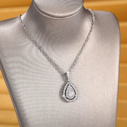Huitan Luxury Crystal Necklace for Women Engagement Wedding Trend Sparkling Cubic Zirconia Pendant Necklace Statement Jewelry