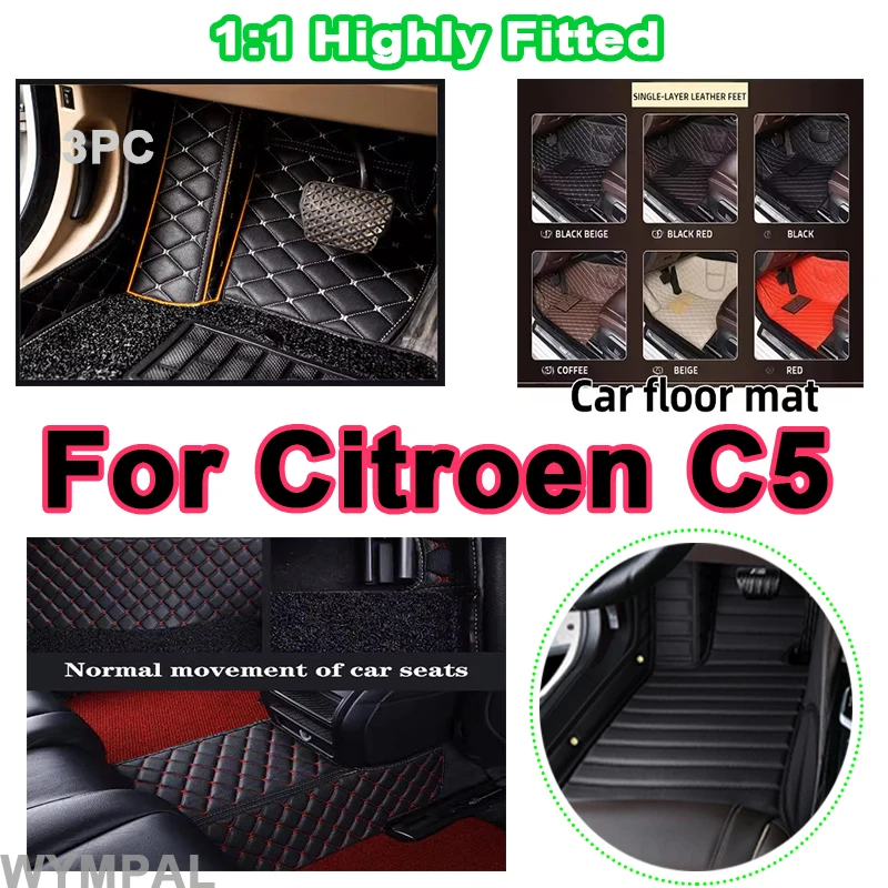 Luxury leather Car Mats For Citroen C5 RD TD 2007~2015 Auto Non-slip Mat Durable Pad Auto Rugs Interior Parts Car Carpets